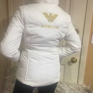 Armani Jeans white puff jacket with hood